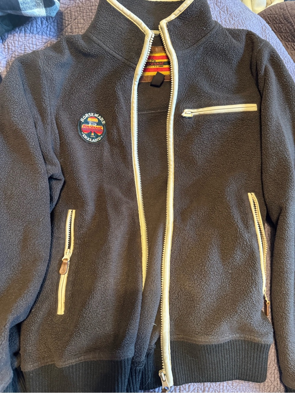 Horseware Brown Fleece Jacket with Cream Trim
